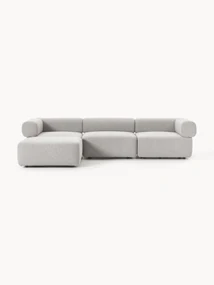 Modulaire bank Anton (4-zits) met poef (links/rechts) van bouclé
