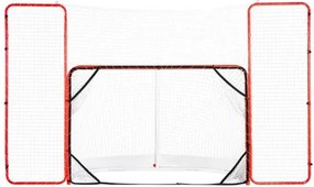 VEVOR Hockeydoel Streethockeynet met achterstop en doelen, Streethockeydoel Hockeynet, 310 x 183 cm Pro Hockey Trainingsdoelenset, Draagbaar Indoor Outdoor Hockeydoel met net, Wit/Rood, Training
