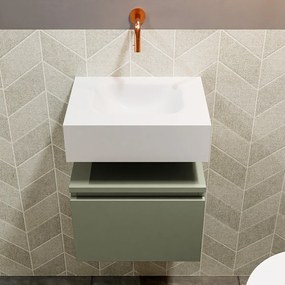 Mondiaz Andor toiletmeubel 40cm army met witte wastafel midden zonder kraangat