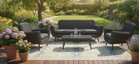 The Outsider Stoel-bank Loungeset - Jonah - 5 zits - Wicker - Antraciet - The Outsider