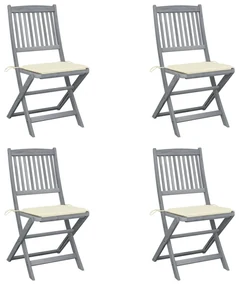 vidaXL Tuinstoelen 4 st inklapbaar met kussens massief acaciahout