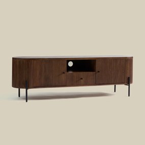 Tv-meubel 160 Cm Ribbel Hout Bruin - 160x40x50cm.