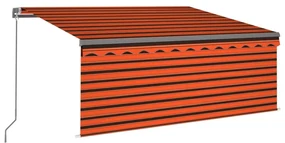 vidaXL Luifel handmatig uittrekbaar gordijn LED 3x2,5 m oranje bruin