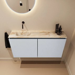 Mondiaz Ture DLux toiletmeubel 100cm clay met wastafel frappe links zonder kraangat