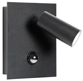 Buiten wandlamp zwart incl. LED IP54 bewegingssensor - Simon