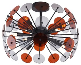 Art Deco plafondlamp zwart met amber en smoke - Atomic