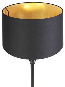 Vloerlamp met katoenen kap zwart met goud 45 cm - Classico Klassiek / Antiek E27 rond Binnenverlichting Lamp