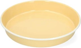Dienblad, emaille, lichtgeel/wit, Ø30 cm