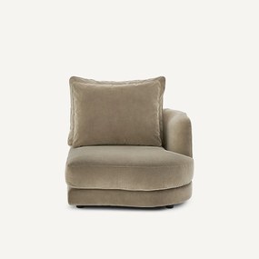 Halve bank rechts, afgerond, modulair, van stonewashed fluweel, TIBERIO