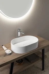 Sapho Thin ovale waskom solid surface 55x35cm wit mat