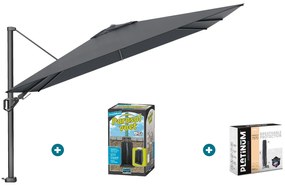 Platinum Challenger zweefparasol Premium T2 2,6x3,5 m - Faded Black met ingraafvoet en hoes