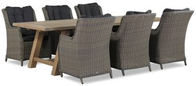 Tuinset 6 personen 260 cm Wicker Taupe Garden Collections Buckingham/Lazio