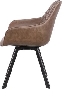 Eetkamerstoel - Ringo - Draaibaar - Lederlook bruin