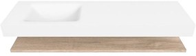 Zaro Alan badmeubel 160cm met planchet washed oak en vrijhangende wastafel cloud links 1 kraangat talc