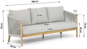 Stoel en Bank Loungeset 5 personen Aluminium/rope Grijs  Lifestyle Garden Furniture Bloom