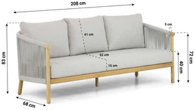 Stoel en Bank Loungeset 5 personen Aluminium/rope Grijs  Lifestyle Garden Furniture Bloom
