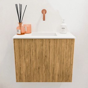 Mondiaz Joya 50cm toiletmeubel oak met wastafel faye midden zonder kraangat talc