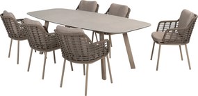 Taste by 4 Seasons Puglia tuinset 7-delig - Manolo tuintafel 240x103 cm - printed ceramic latte