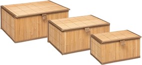 5Five bamboe houten opbergmandjes - Set van 3 - Verschillende formaten