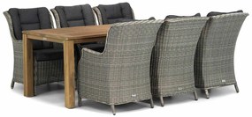 Tuinset 6 personen 220 cm Wicker Grijs Garden Collections Aberdeen/Bristol