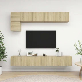 vidaXL 5-delige Tv-meubelset spaanplaat sonoma eikenkleurig
