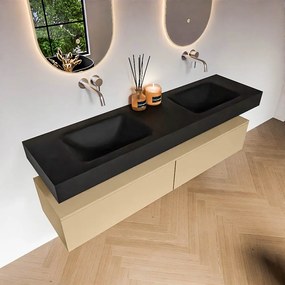 Zaro Alan badmeubel 170cm sand 2 lades met vrijhangende wastafel cloud dubbel zonder kraangat urban