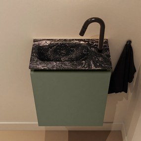 Mondiaz Ture DLux toiletmeubel 40cm army met wastafel lava links met kraangat