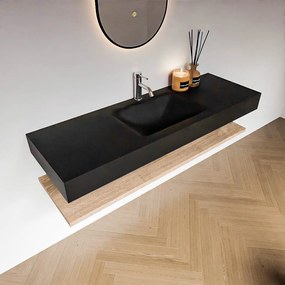Zaro Alan badmeubel 140cm met planchet washed oak en vrijhangende wastafel cloud midden 1 kraangat urban