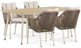 Tuinset 4 personen 180 cm Aluminium/Rope Taupe De Laan Projects