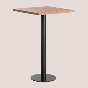 Vierkante Hoge Bartafel Van Acacia Hout Macchiato ↔︎ 70 Cm & Zwart - Sklum