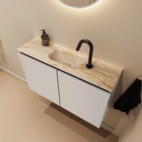 Mondiaz Ture DLux toiletmeubel 80cm linen met wastafel frappe midden met kraangat