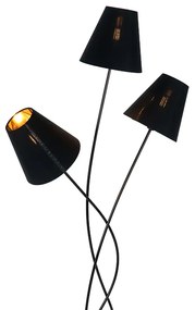 Design vloerlamp zwart met goud 3-lichts - Melis Modern E14 Binnenverlichting Lamp