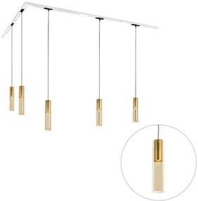 Modern railsysteem met 5 hanglampen goud 1-fase - Iconic Lloyd