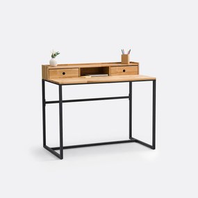 Bureau eik en metaal, klein bovenmeubel, Hiba