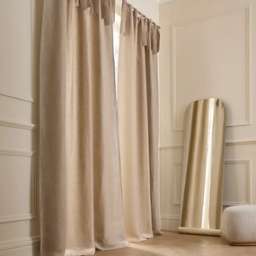 Linnen gevoerd gordijn met strikjes Colin