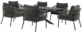Amalfi San Francisco low dining tuinset 7 delig 240x100xH76 cm keramiek rope