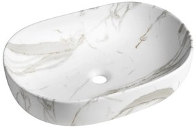 Sapho Rondane keramische waskom 60x42cm wit marmer