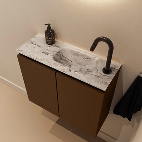 Mondiaz Ture DLux toiletmeubel 60cm rust met wastafel glace rechts met kraangat