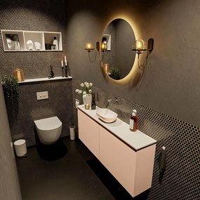 Mondiaz Fowy toiletmeubel 120cm rosee met oudroze waskom midden zonder kraangat