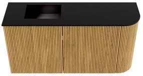 Mondiaz Joya 80cm toiletmeubel ronding rechts oak met wastafel faye links 1 kraangat urban
