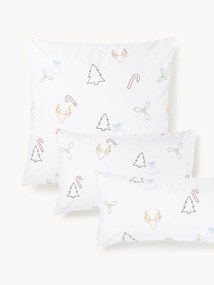 Katoenen perkal kussensloop Elvien met kerstborduurwerk