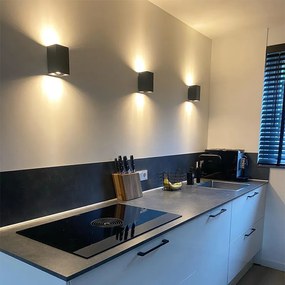Moderne wandlamp zwart vierkant 2-lichts - Sandy