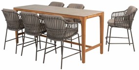 4 Seasons Outdoor Capalbio counter set met Liam tafel teak tafel met keramisch blad 220 x 100 cm  Barset    beige weerbestendig