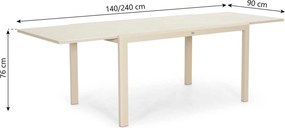 Dining Tuintafel rechthoekig uitschuifbaar 140/240x90 cm Zand/Beige Montaro