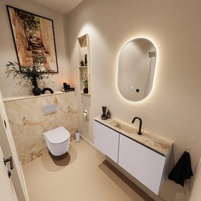 MONDIAZ TURE-DLUX 100cm toiletmeubel Cale. EDEN wastafel Frappe positie midden. Met 1 kraangat. TUREDX100CALM1FRA