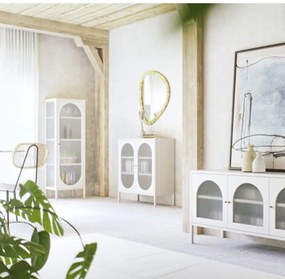 Kare Design Naxos Hoge Kast Met Ribbelglas Off White - 50x35x150cm.