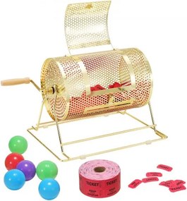 VEVOR Lottery Drum Lucky Child Capaciteit 3500 Tickets of 100 Tombola Balls, Professionele Metalen Loterij Draaitafel, Loterijdoos voor Loterijspellen Goud
