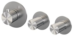 Brauer Stripe inbouw badkraan met badvulcombinatie en staafhanddouche RVS geborsteld PVD