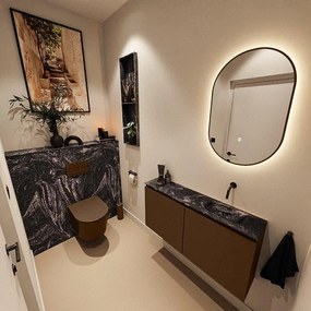 MONDIAZ TURE-DLUX 100cm toiletmeubel Rust. EDEN wastafel Lava positie rechts. Zonder kraangat. TUREDX100RUSR0LAV