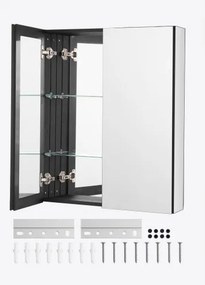 VEVOR Spiegelmedicijnkast (662 x 135 x 762 mm) voor badkamer met 2 deuren en 7 spiegels, ingebouwd en aan de muur bevestigd, aluminium frame, badkamerkast
